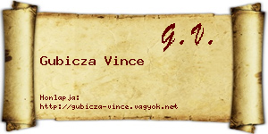 Gubicza Vince névjegykártya